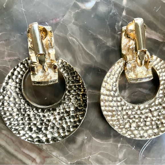 Vintage Womens Clip on Door knocker Drop Earrings - Picture 6 of 6